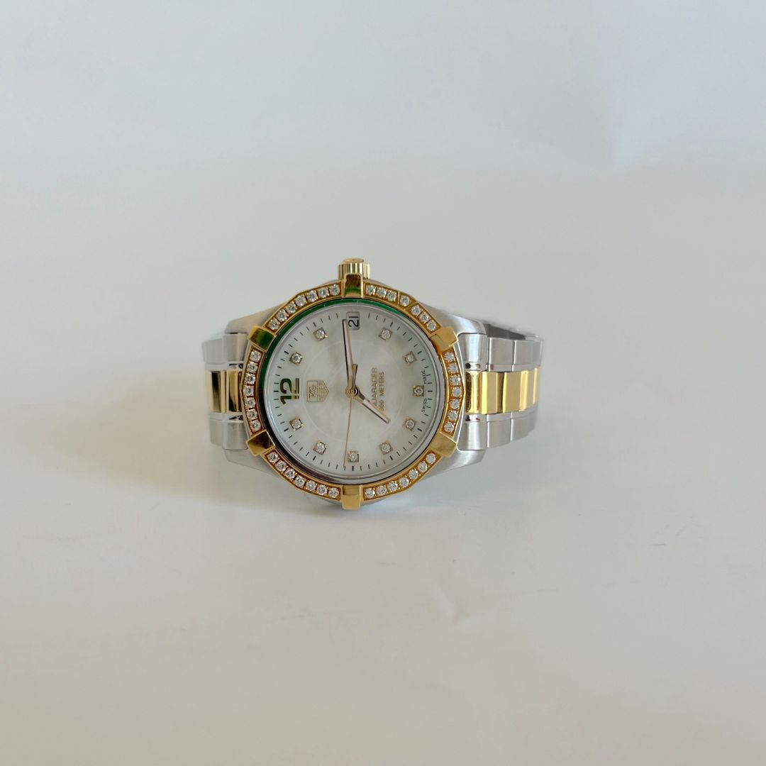 Tag Heuer Mother Of Pearl Two-Tone Stainless Steel Diamond Aquaracer  Women's Wristwatch 33 mm