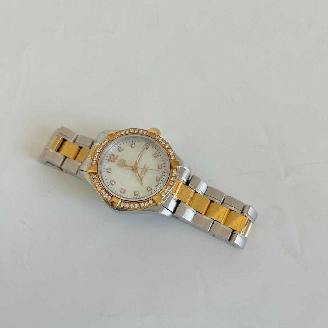 Tag Heuer Mother Of Pearl Two-Tone Stainless Steel Diamond Aquaracer  Women's Wristwatch 33 mm