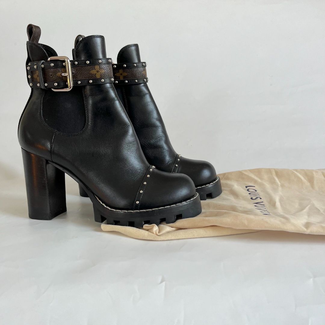 Louis Vuitton Calfskin Monogram Star Trail Chelsea Ankle Boots, 39 - BOPF