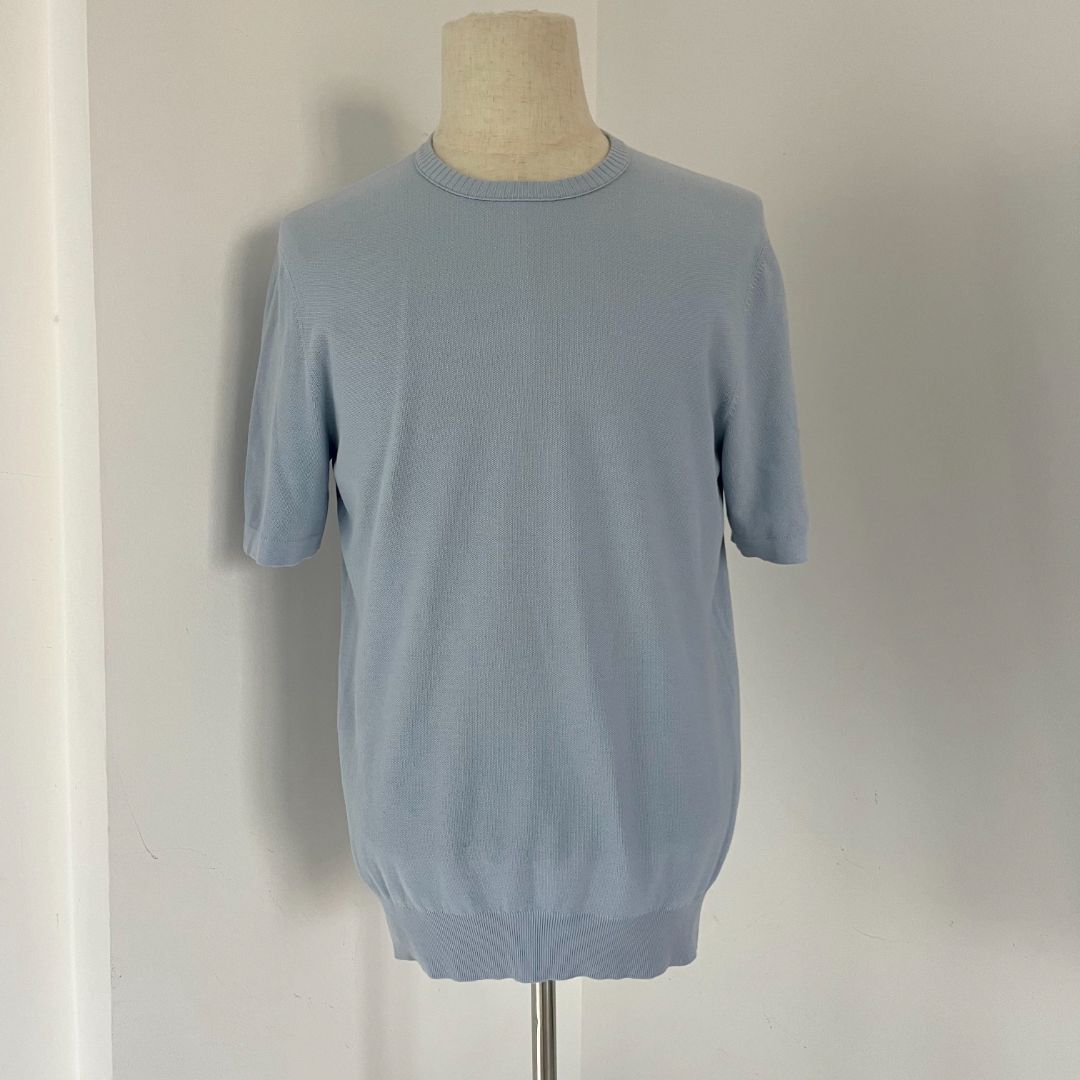 Loro Piana Blue Short Sleeve Cotton Men's Shirt