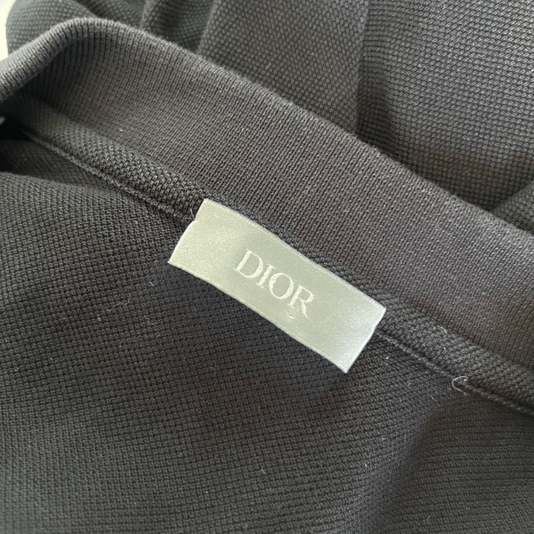 Dior black cotton CD embroidered men's polo shirt