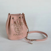 Chanel Pink Chanel Deauville Drawstring Bucket Bag