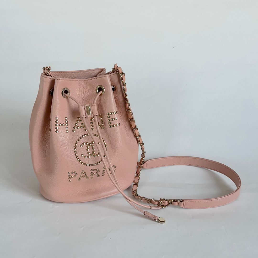 Chanel Pink Chanel Deauville Drawstring Bucket Bag