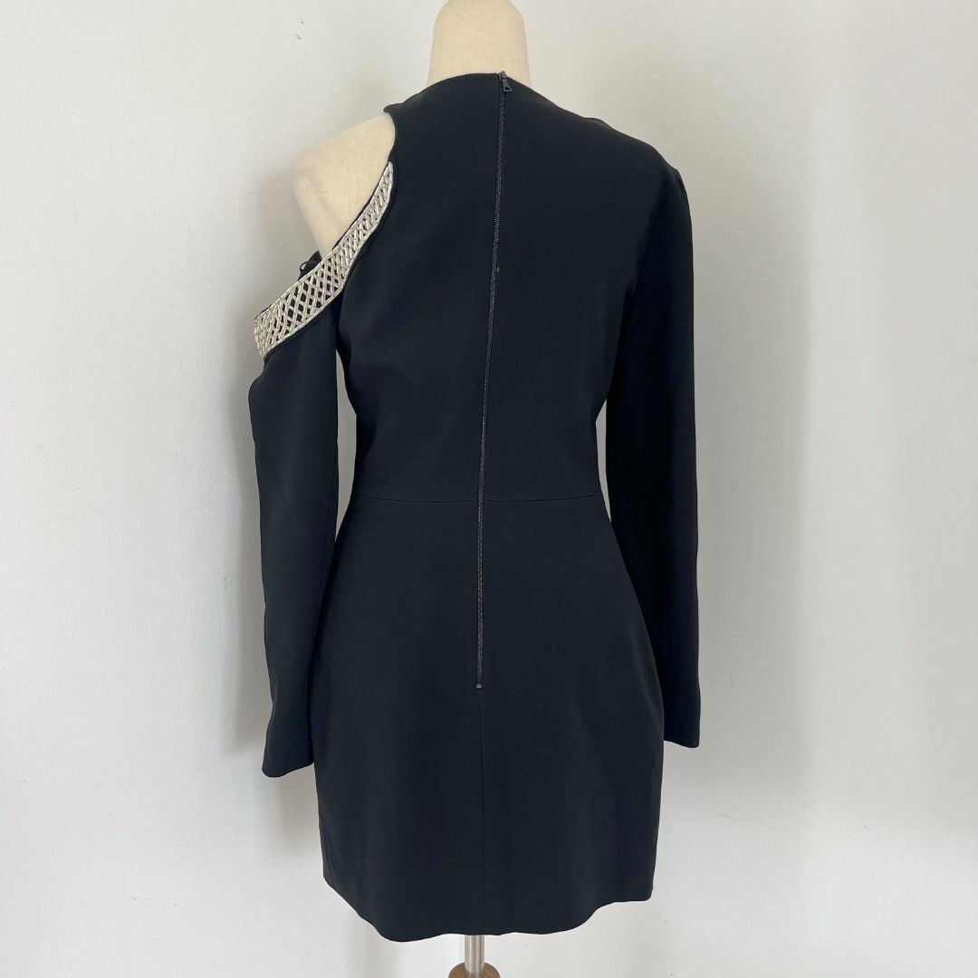 David Koma black mini dress with cutout shoulder detail - BOPF | Business of Preloved Fashion David Koma black mini dress with cutout shoulder detail - BOPF | Business of Preloved Fashion