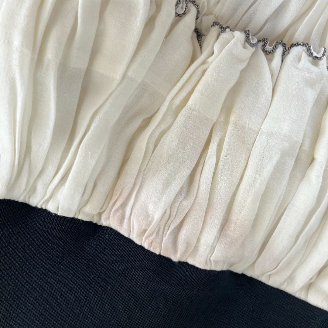 Isabel Marant White Beaded Hem Detail Tiered Roscoe Mini Skirt