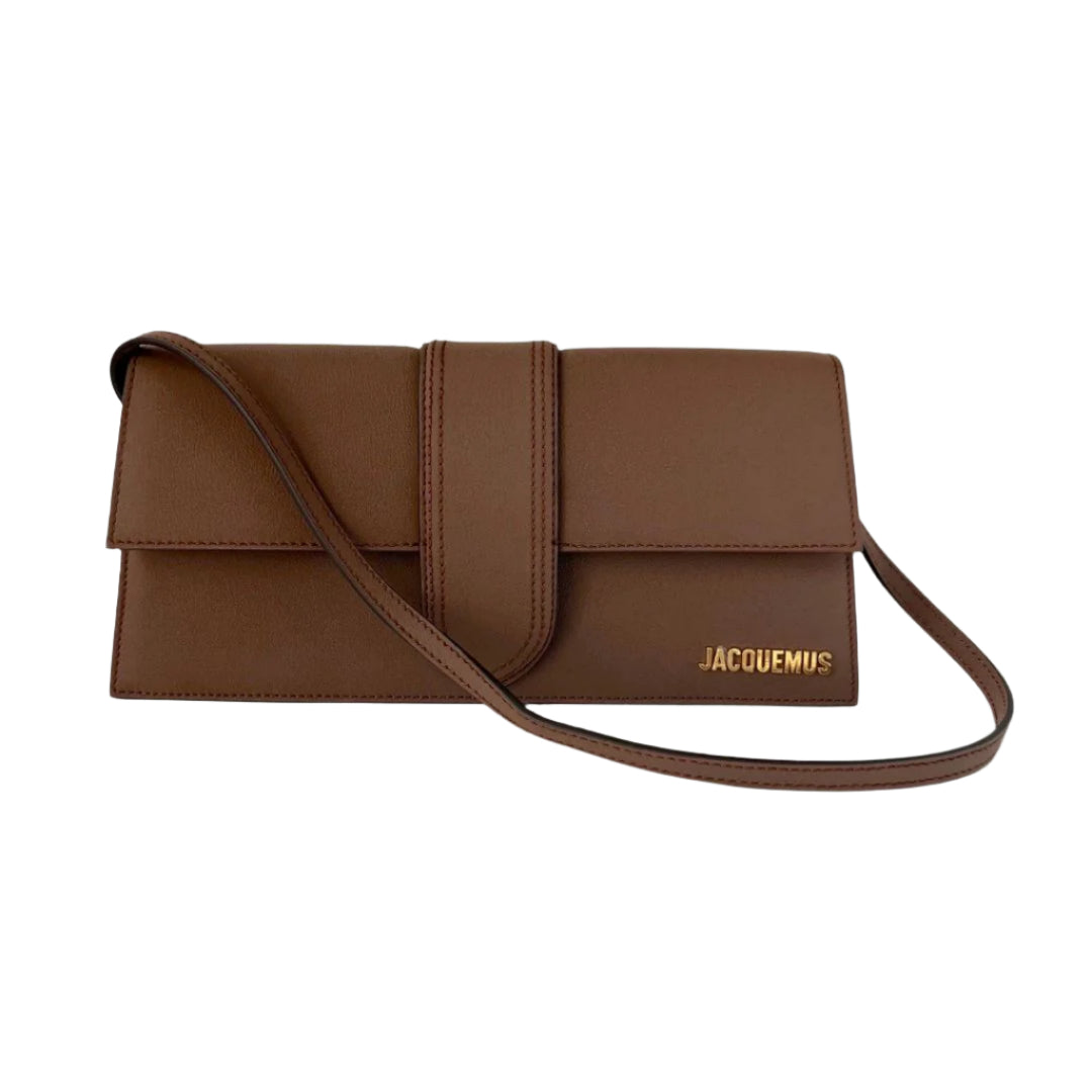 Jacquemus La Bambino long brown suede shoulder bag BOPF