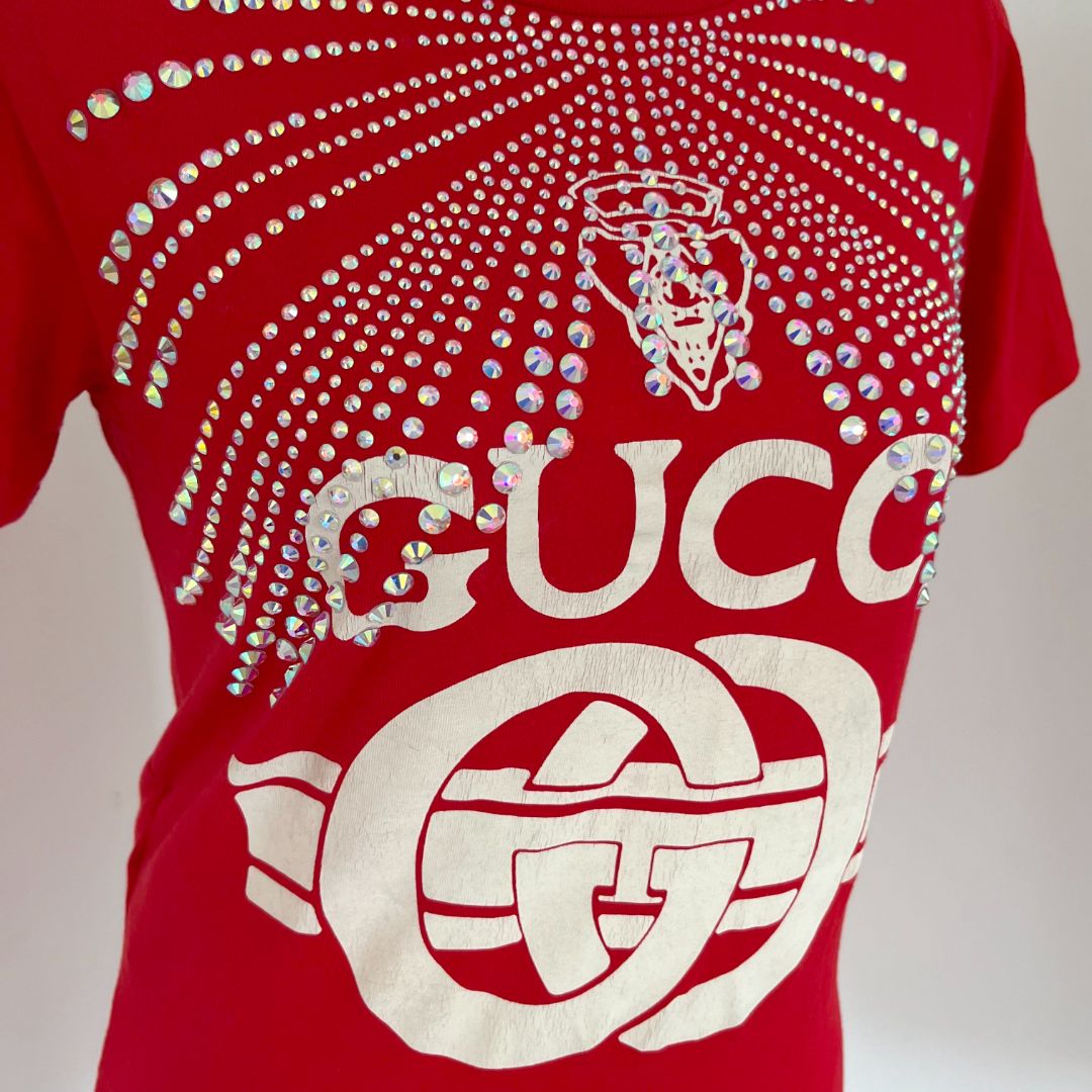 Gucci Red Beaded Logo T-shirt