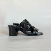 Hermès Agneu Noir Gaby 60 Sandals, 38