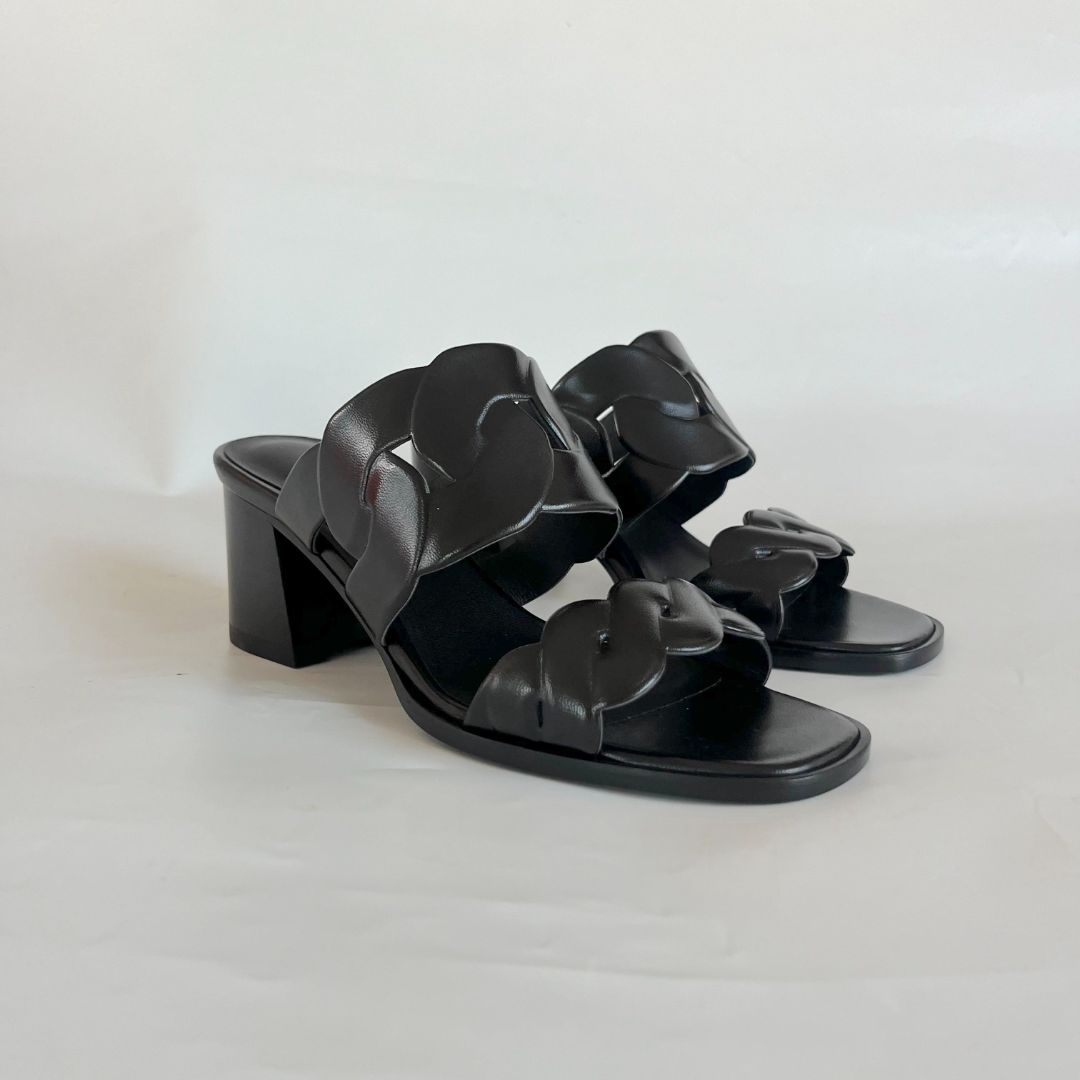 Hermès Agneu Noir Gaby 60 Sandals, 38