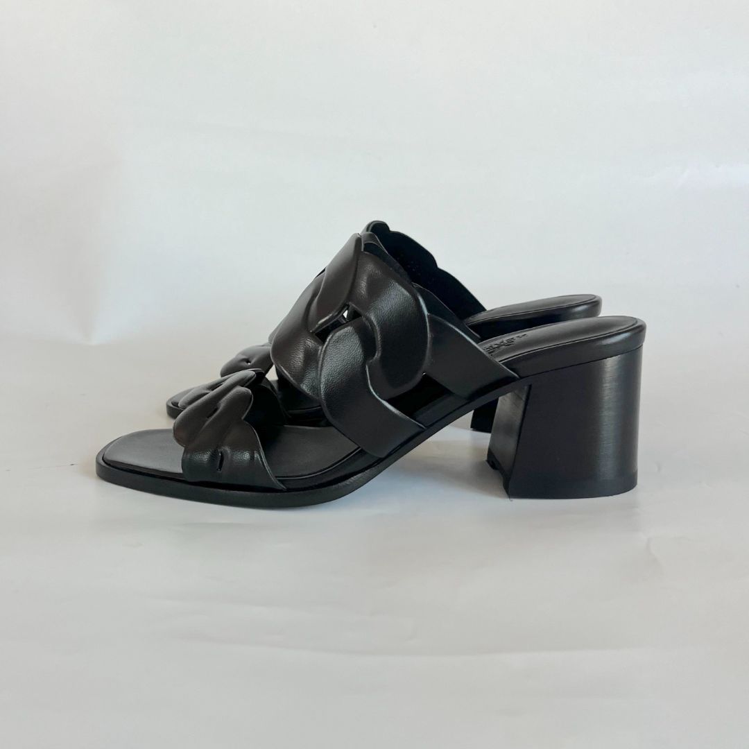 Hermès Agneu Noir Gaby 60 Sandals, 38