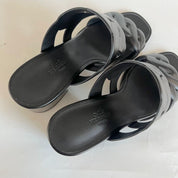 Hermès Agneu Noir Gaby 60 Sandals, 38