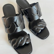 Hermès Agneu Noir Gaby 60 Sandals, 38