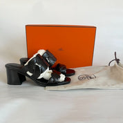 Hermès Agneu Noir Gaby 60 Sandals, 38