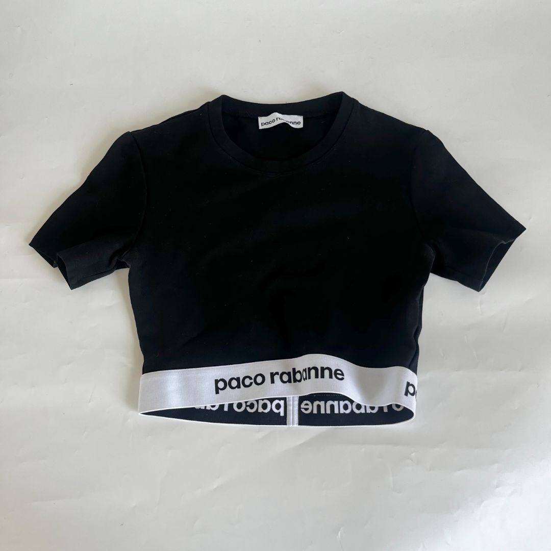 Paco Rabanne Black Crop with Logo Band