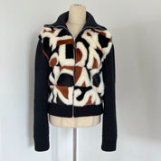Louis Vuitton Knit And LV Intarsia Fur Zip-Up Cardigan