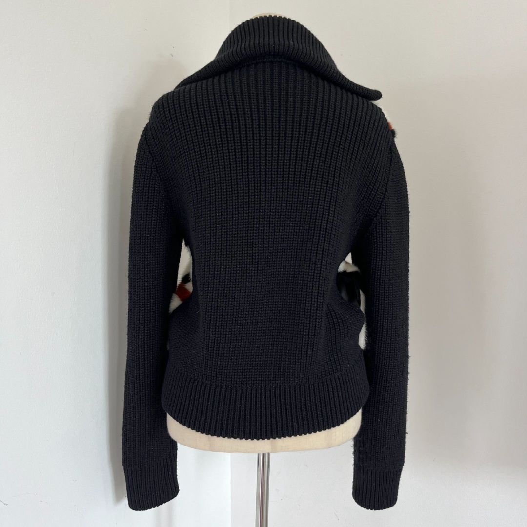 Louis Vuitton Knit And LV Intarsia Fur Zip-Up Cardigan