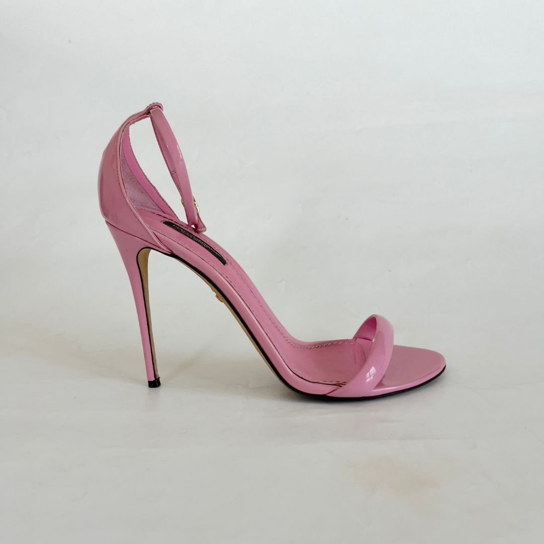 Dolce & Gabanna pink leather patent strappy sandals, 38.5