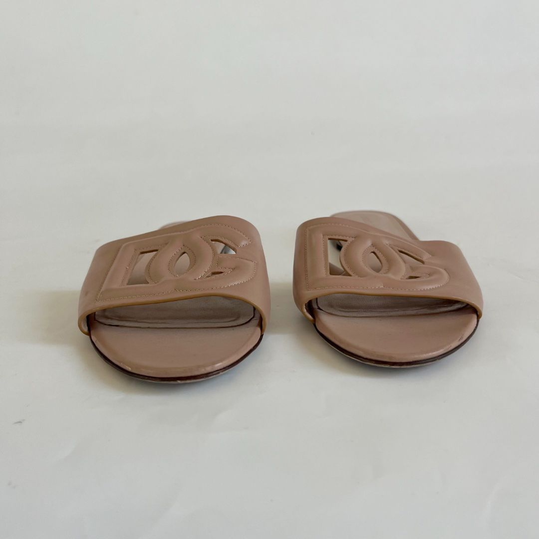 Dolce & Gabbana Nude Leather Cutout Sandals, 39