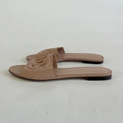 Dolce & Gabbana Nude Leather Cutout Sandals, 39