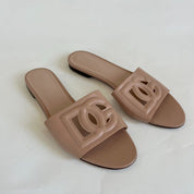 Dolce & Gabbana Nude Leather Cutout Sandals, 39