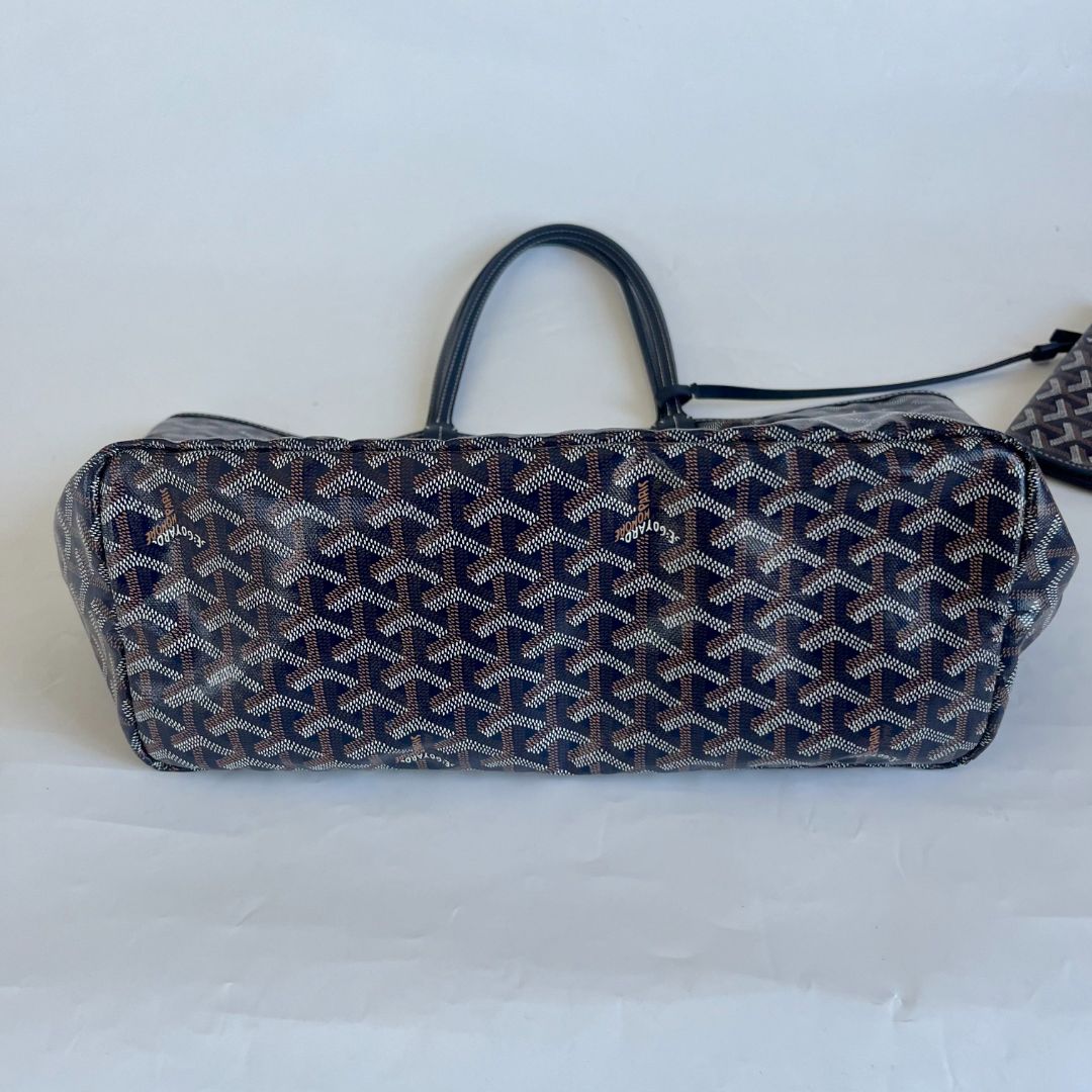 Goyard Goyardine Coated Canvas and Leather Saint Louis PM Navy