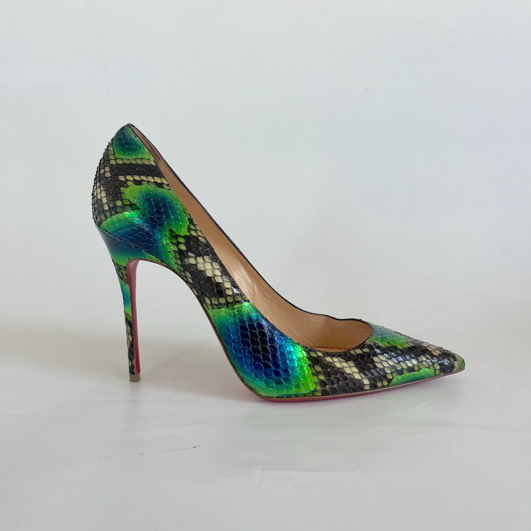 Christian Louboutin Python Blue/Green/Beige So Kate Pumps, 41