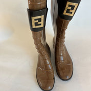 Fendi Brown Rubber Boots, 36