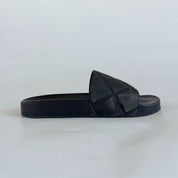 Bottega Veneta Chocolate Brown Rubber Quilted Slides