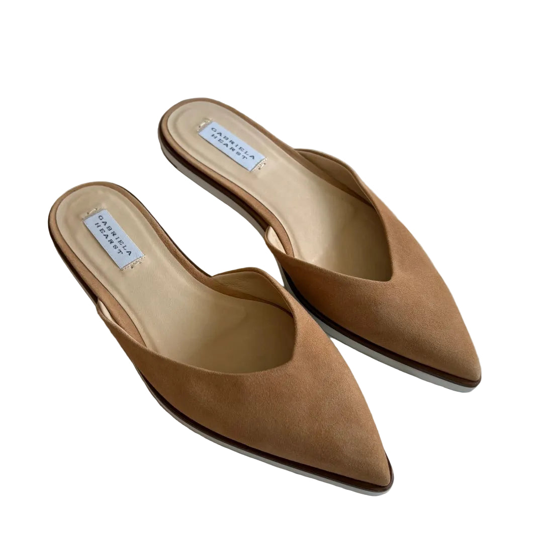 Gabriele Hearst suede tan pointed toe flats