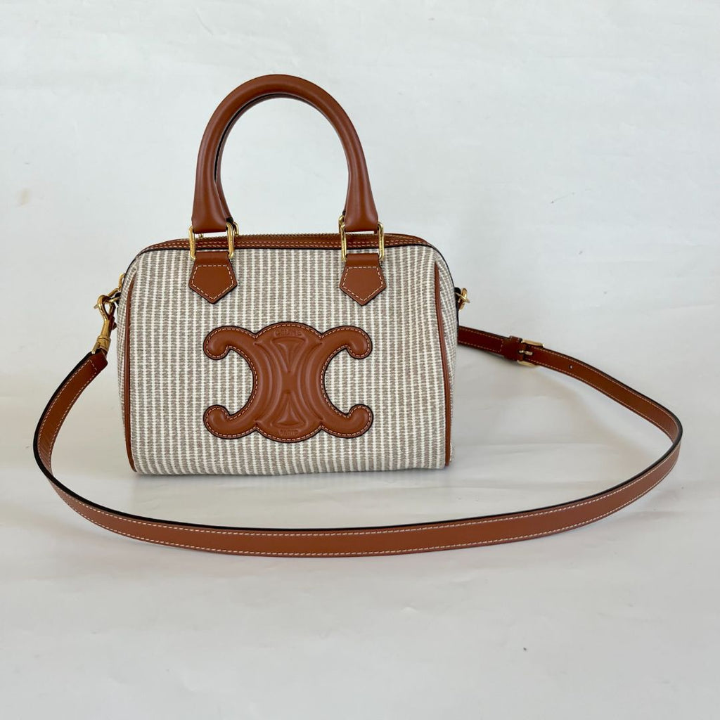 【関税込】SMALL BOSTON CUIR TRIOMPHE IN STRIPED TEXTILE IMG_4857_e1f2230c-41c1-4e1a-