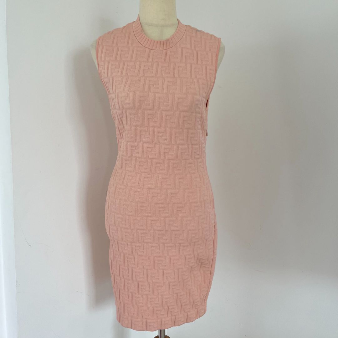 Fendi light pink FF sleeveless dress - BOPF | Business of Preloved Fashion Fendi light pink FF sleeveless dress - BOPF | Business of Preloved Fashion