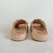 Fendi Pink Leather Fendigraphy Slide Sandals  , 38.5