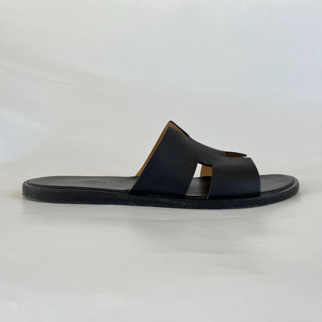 Hermes Mens Navy Blue Epsom Chypre Sandals - BOPF