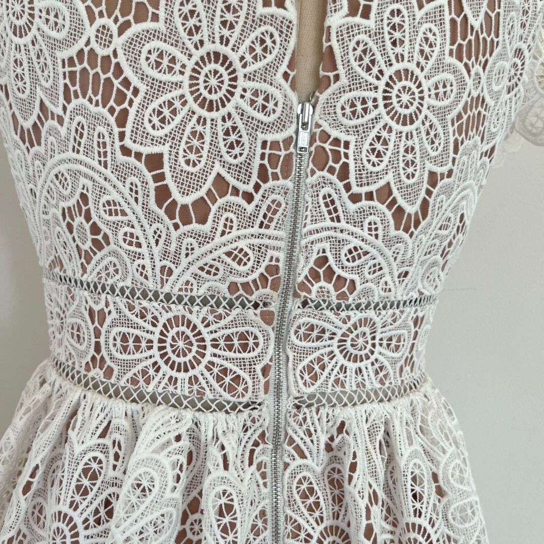 Self-Portrait Floral Guipure Lace Mini Dress White - BOPF | Business of Preloved Fashion Self-Portrait Floral Guipure Lace Mini Dress White - BOPF | Business of Preloved Fashion