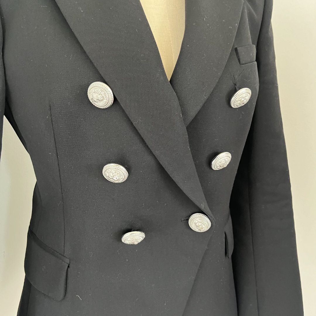 Double-Breasted Black Blazer silver buttons - BOPF | Business of Preloved Fashion