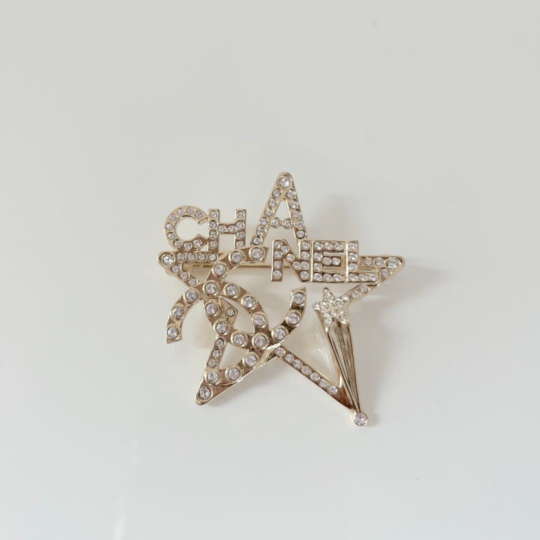 Chanel Crystal Logo Star Brooch - BOPF | Business of Preloved Fashion