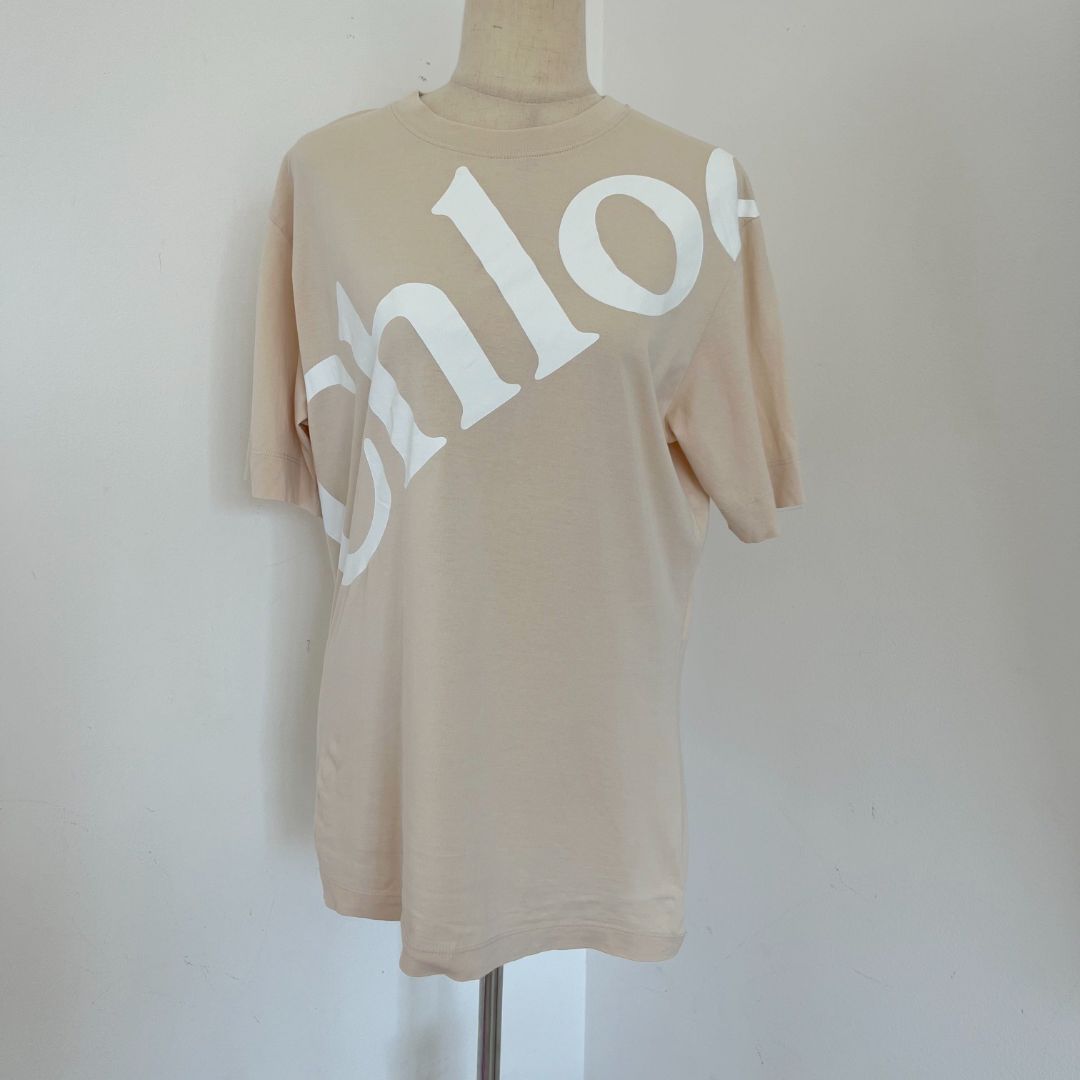 Chloe Beige Cotton Logo T shirt