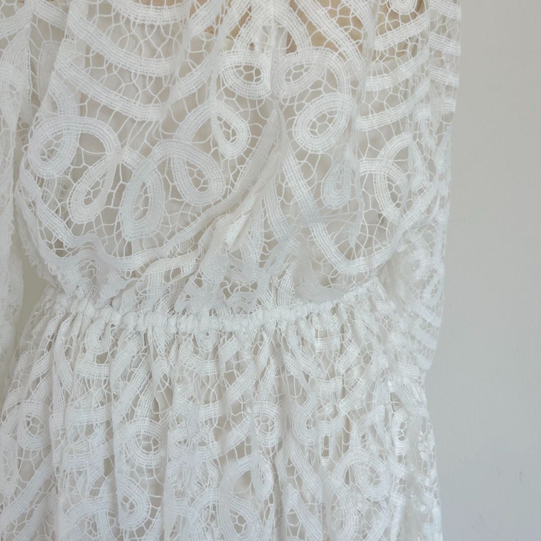 Zimmermann Laced Long-sleeve Mini Dress - White Zimmermann Laced Long-sleeve Mini Dress - White