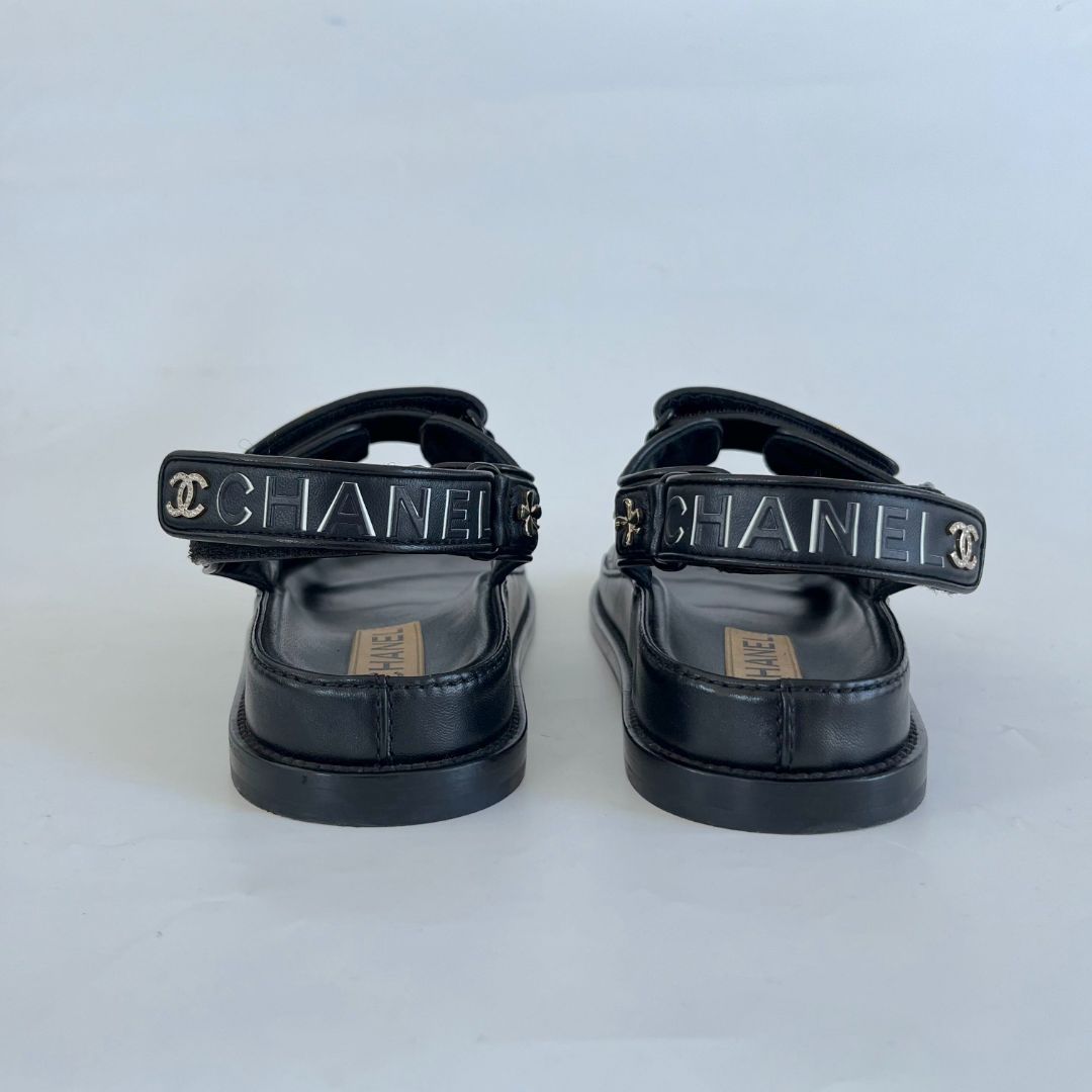 Chanel Black Leather charm embellished dad shoes
