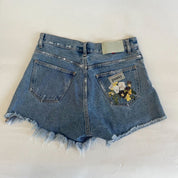 Off-White Blue Denim Frayed Shorts