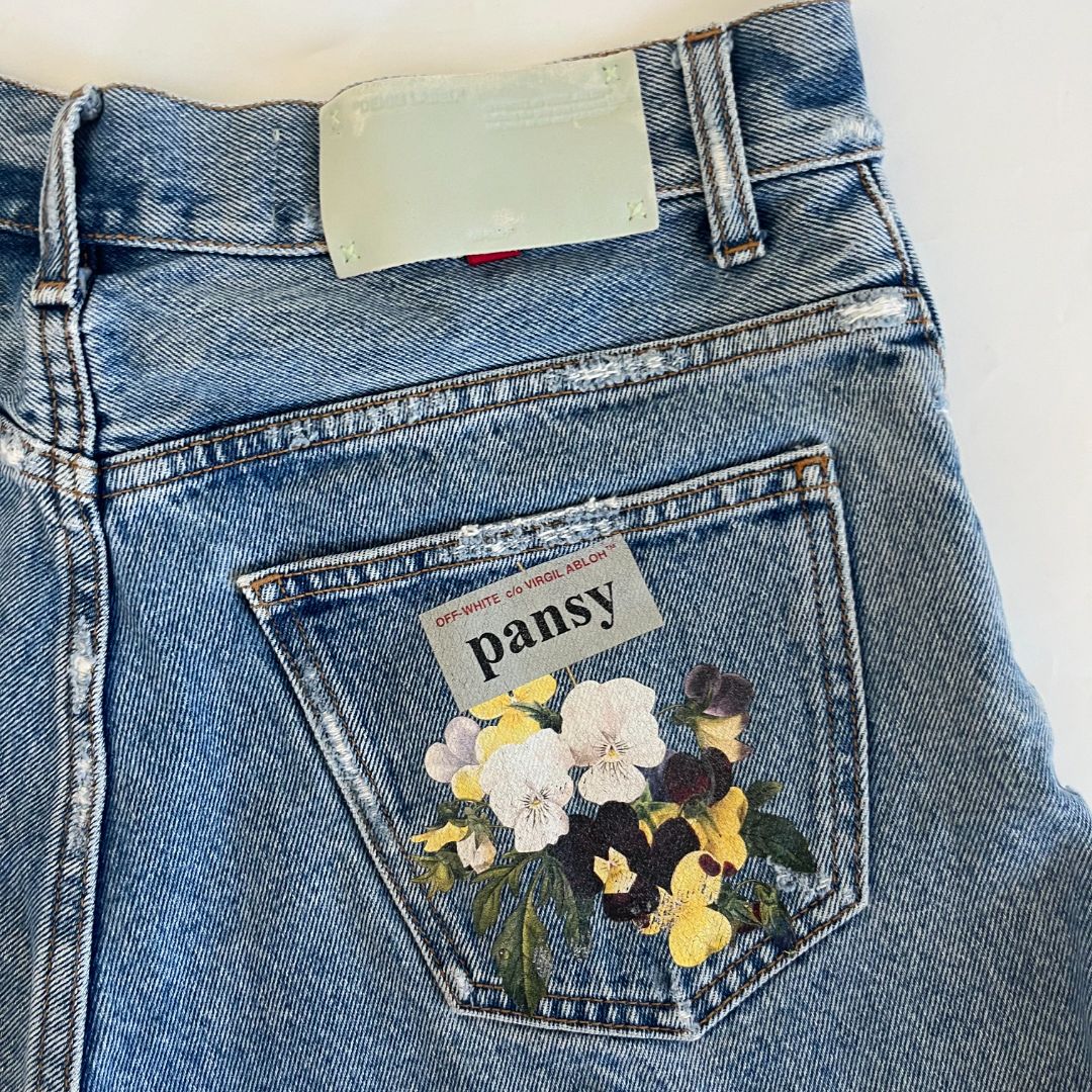 Off-White Blue Denim Frayed Shorts