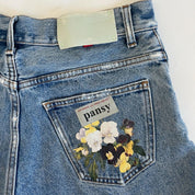 Off-White Blue Denim Frayed Shorts