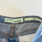 Off-White Blue Denim Frayed Shorts