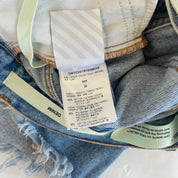 Off-White Blue Denim Frayed Shorts