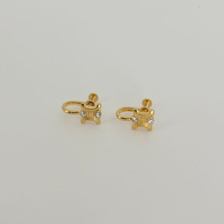 【国内発送】TRIOMPHE RHINESTONE EARRINGS IN BRASS W) Celine Triomphe Rhinestone Earrings in Brass with Gold