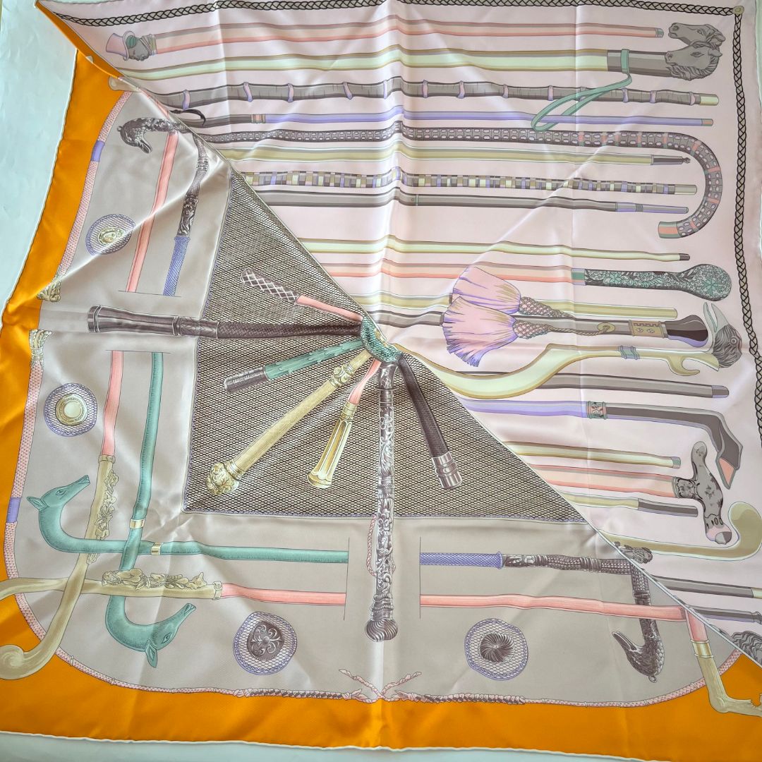 Hermès  pink / multicolor silk square scarf