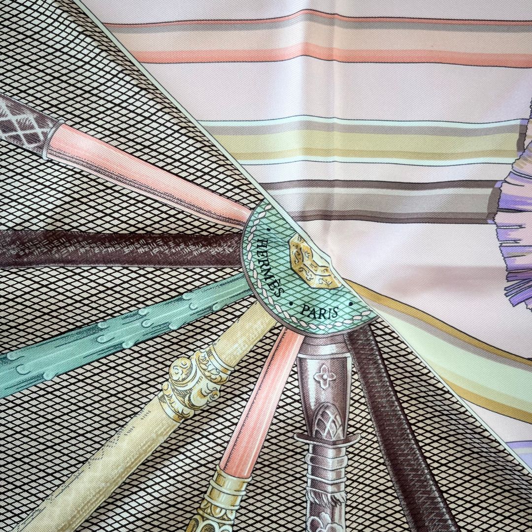 Hermès  pink / multicolor silk square scarf