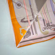 Hermès  pink / multicolor silk square scarf