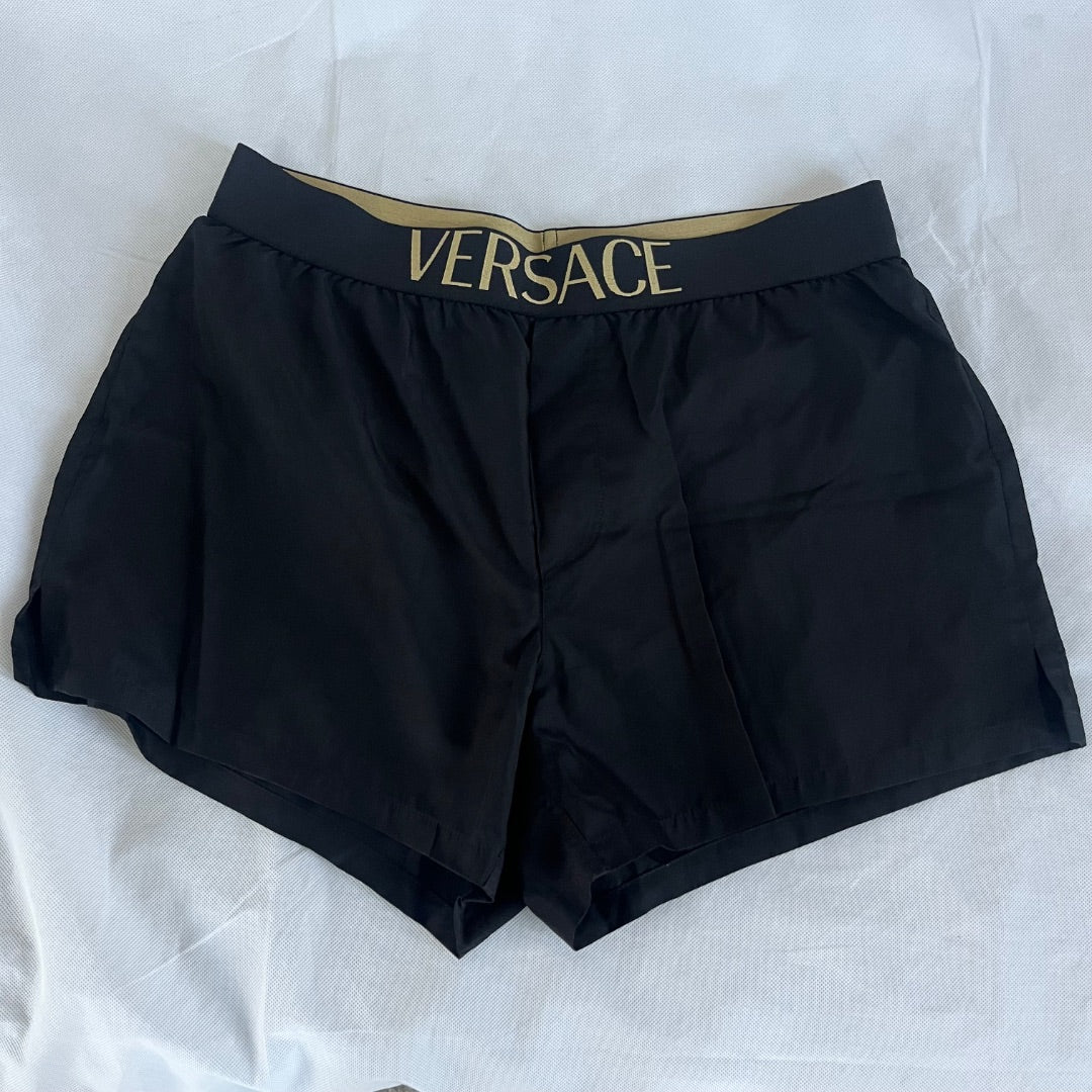 Versace Black Logo Band Mens Swimshorts