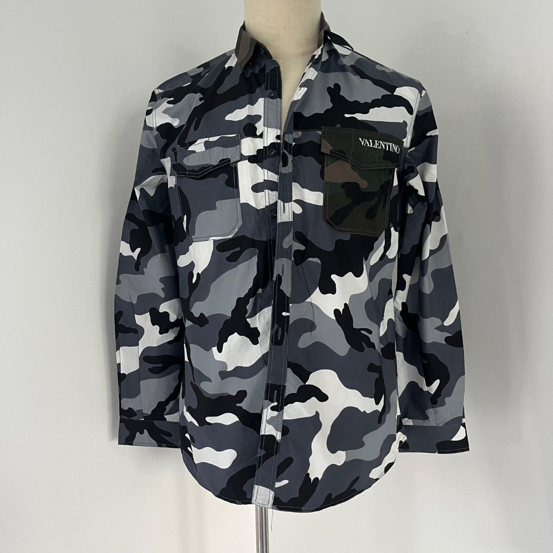 Valentino Camouflage Grey, Black Shirt